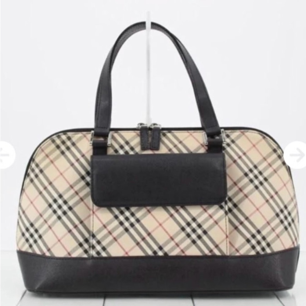 Burberry Black and Cream Canvas Nova Bag